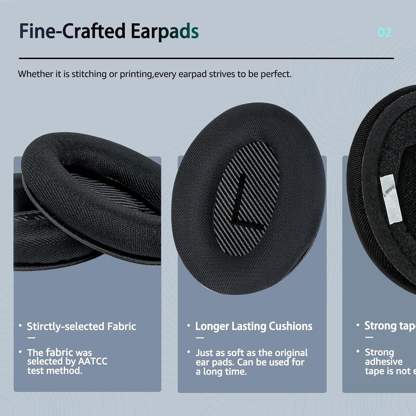 Fabric Comfort - Wzsipod Ear Pads for Bose Quiet Comfort 35/ QC35ii Headphones, Compatible with QC45 QC35ii QC25 QC15 & More Series, Replacement Exclusive Styles, S1