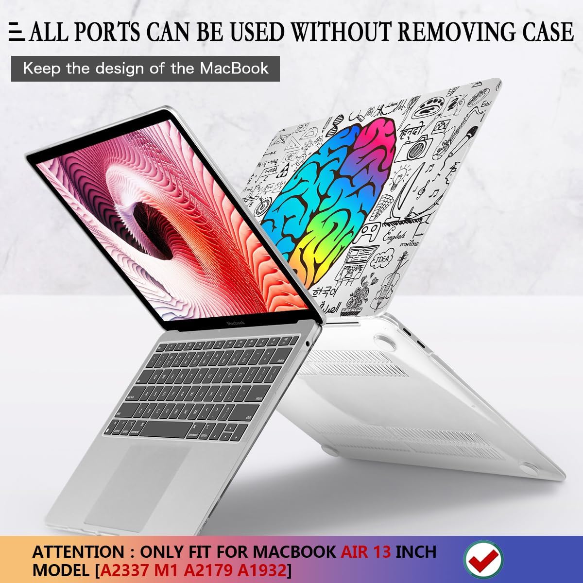 CISSOOK Compatible with MacBook Air 13 inch Case 2021 2020 2019 2018 Release Model A2337 M1 A2179 A1932, Plastic Hard Shell Case Brain Cover for MacBook Air 13 Inch with Touch ID, Great Brain