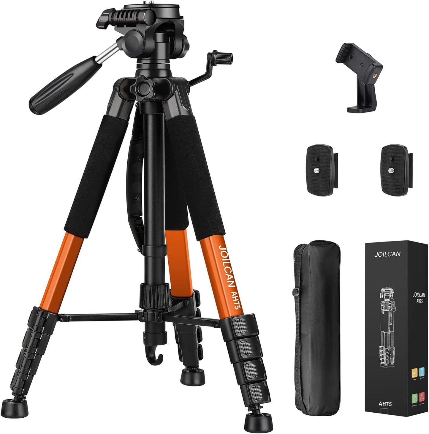 JOILCAN Tripod Camera Tripods, 74" Tripod for Camera Cell Phone Video Photography, Heavy Duty Tall Cameras Tripod Stand, Professional Travel DSLR Tripods Compatible with Canon iPhone, Max Load 15 LB