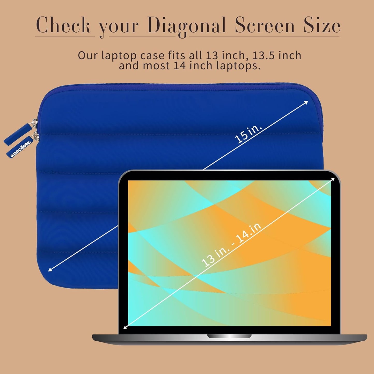 ANECDOTE Laptop Case 13-14 Inch – A Perfect Laptop Sleeve That is Compatible with MacBook Air/Pro and iPad Pro 12.9 – Fits in Your Bag, Made of 100% Nylon with Aesthetic Design (Royal Blue)