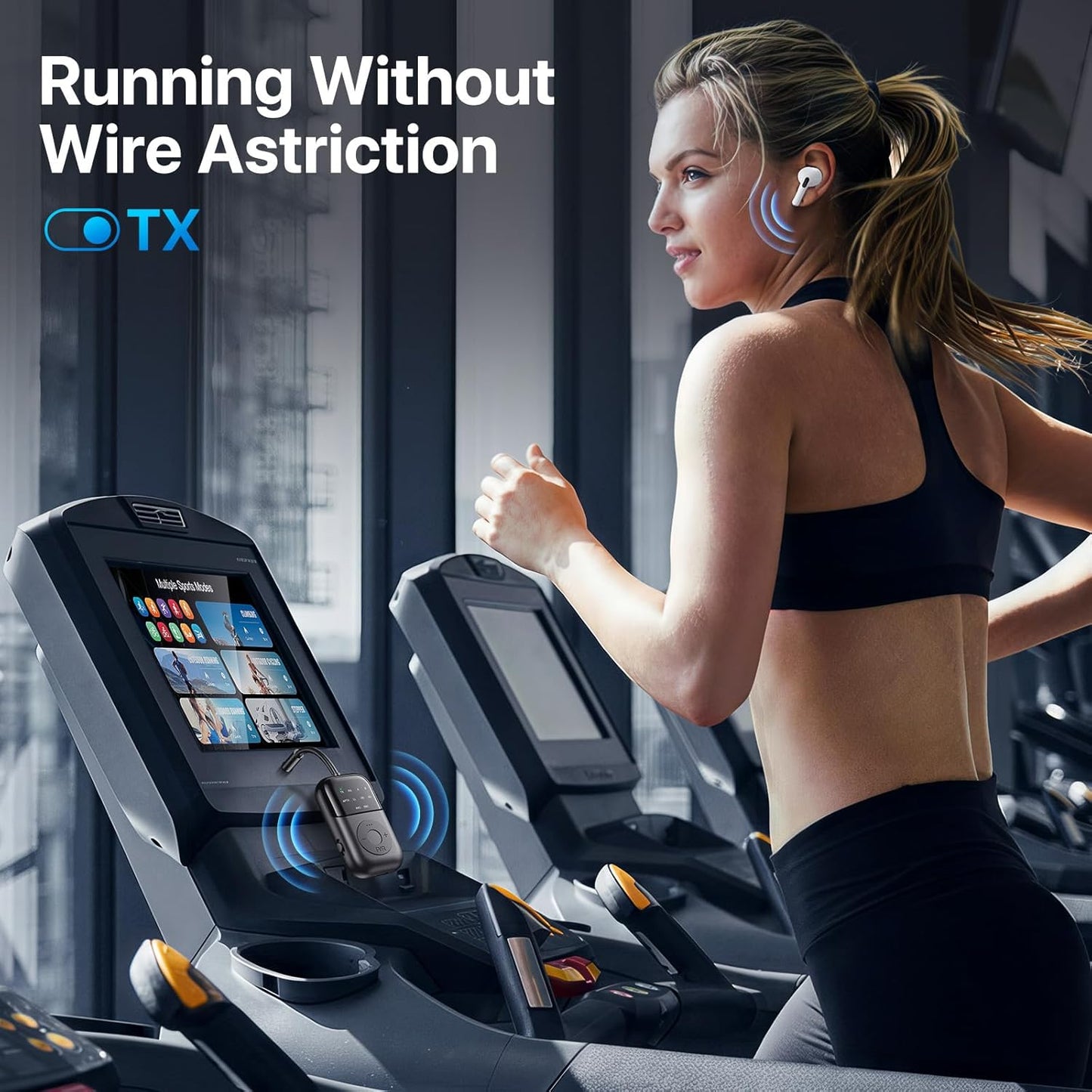 Bluetooth Transmitter Receiver, 2-in-1 Bluetooth 5.4 Adapter for TV, Airplane, Gym Equipment, Cars, PC, Supports to 2 Wireless Headphones, Cell Phones, Wireless Receiver for Car, Home Stereo- Black