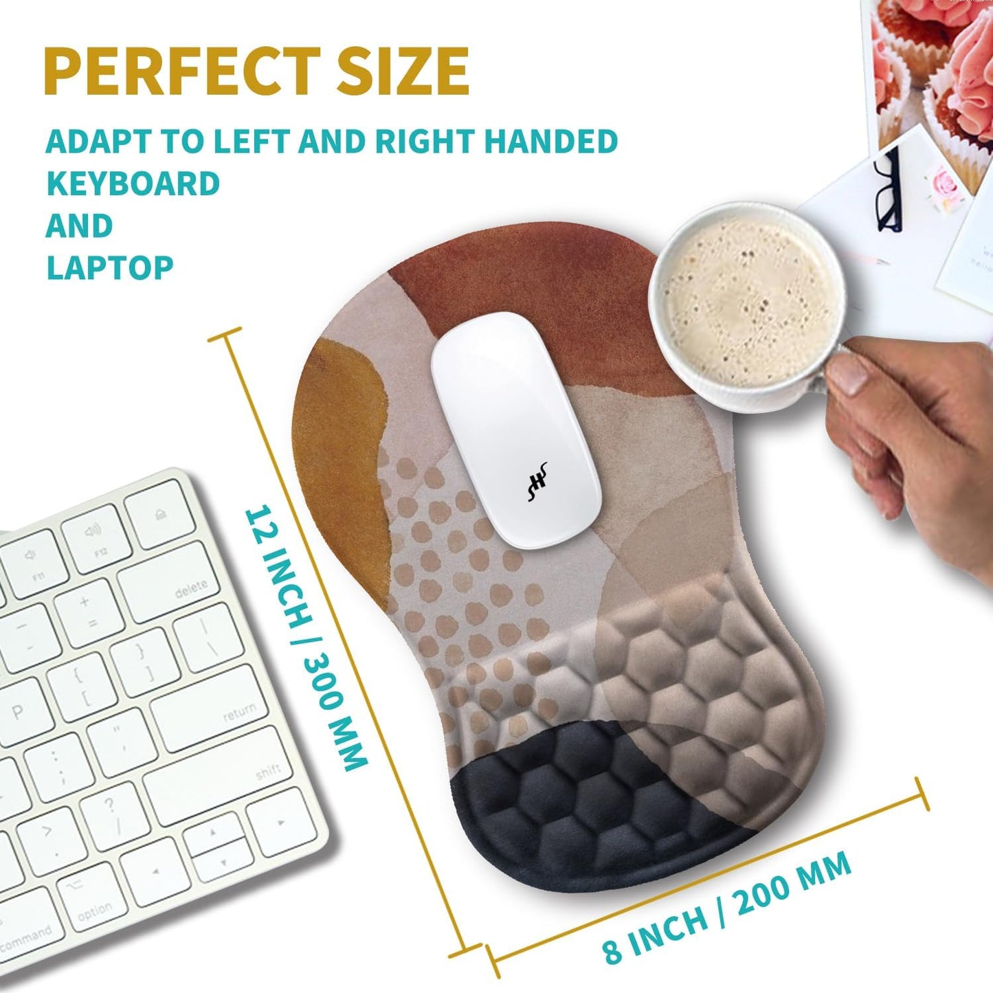 Hokafenle Ergonomic Mouse Pad Wrist Support, Wrist Rest Mousepad for Carpal Tunnel Pain Relief with Integrated Memory Foam Slope Massage Bulge (11.8x7.9 inch,Abstract Marble