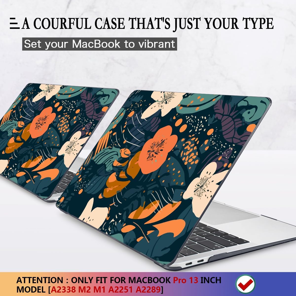 CISSOOK Compatible with MacBook Pro 13 inch Case 2025-2016 Release M2 M1 A2338 A2251 A2289 A2159 A1989 A1706, Plastic Flowers Hard Shell&Keyboard Cover for MacBook Pro13 Case, Little Flower