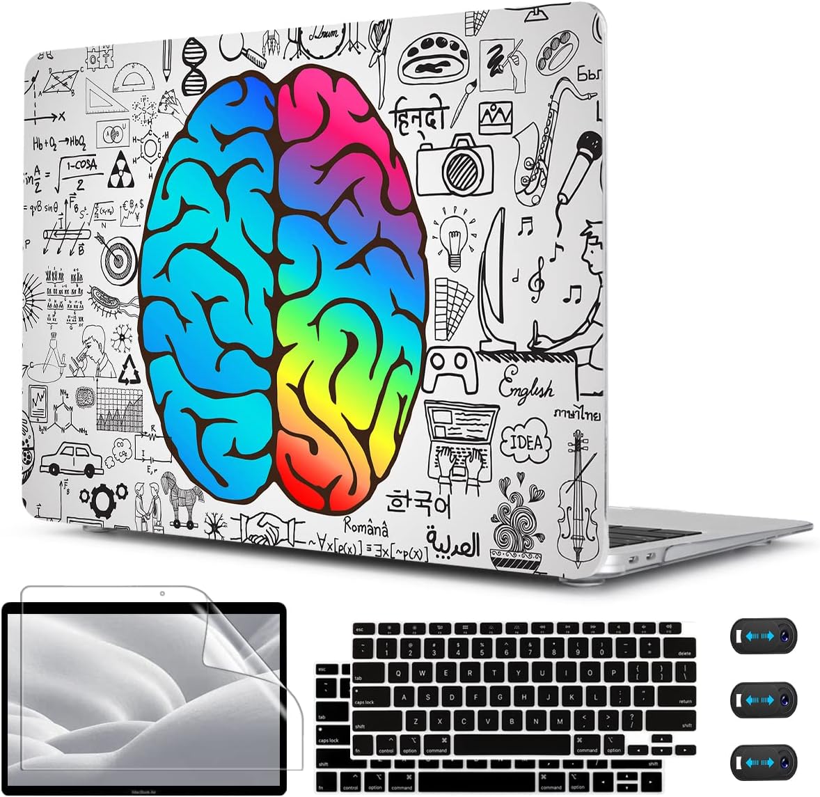 CISSOOK Compatible with MacBook Air 13 inch Case 2021 2020 2019 2018 Release Model A2337 M1 A2179 A1932, Plastic Hard Shell Case Brain Cover for MacBook Air 13 Inch with Touch ID, Great Brain