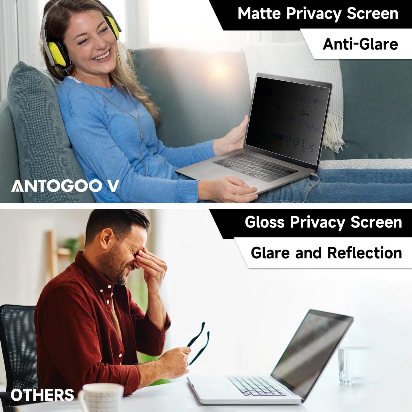 16 Inch 16:10 Laptop Privacy Screen Filter, Anti Blue Light Glare & Anti Scratch Computer Privacy Shield for 16" with 1920x1200 Aspect Ratio Laptop