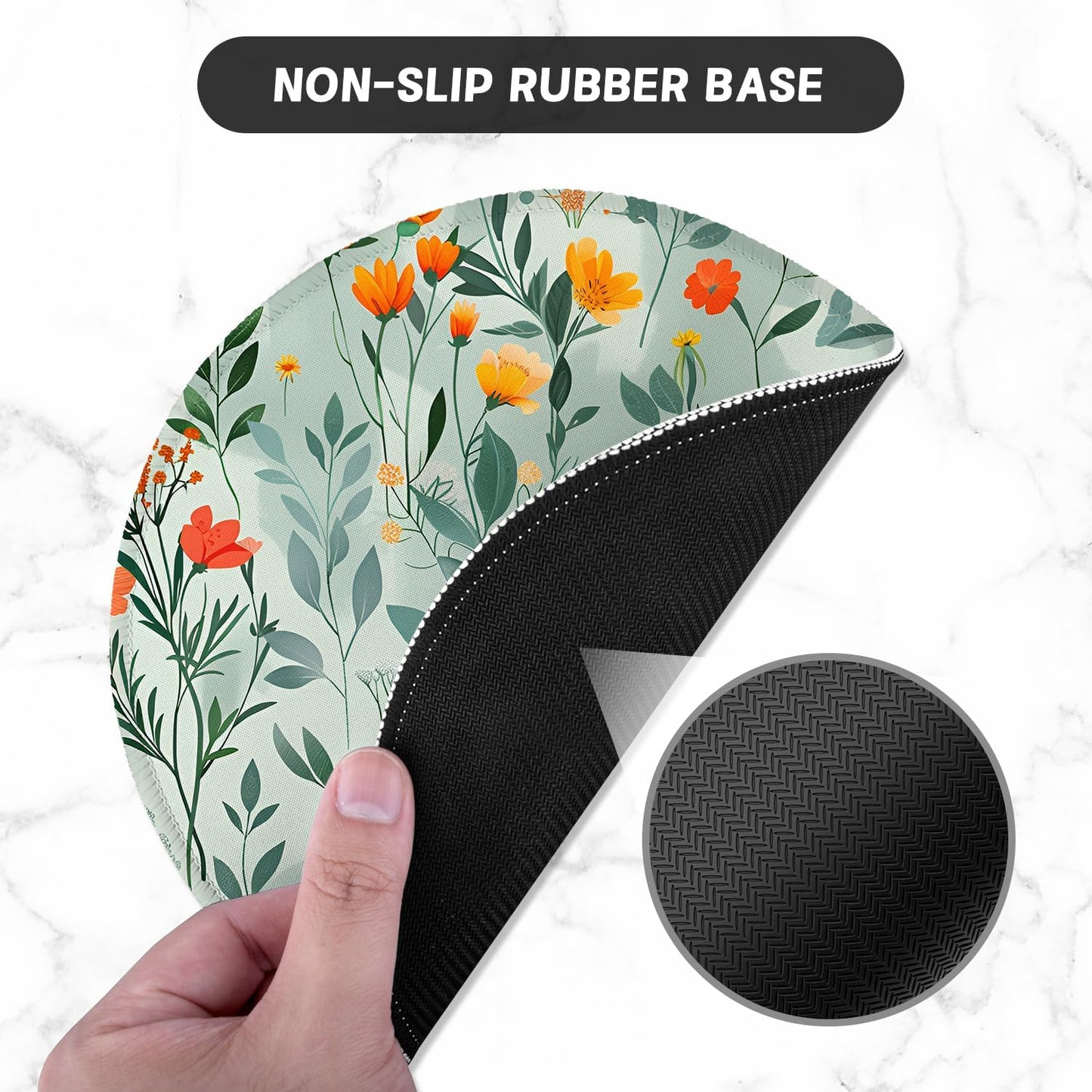 ITNRSIIET Round Mouse Pad with Stitched Edge Premium-Textured Waterproof Non-Slip Rubber Base Desktop Protection Mat Diameter 8.7 inches, Beautiful Flowers