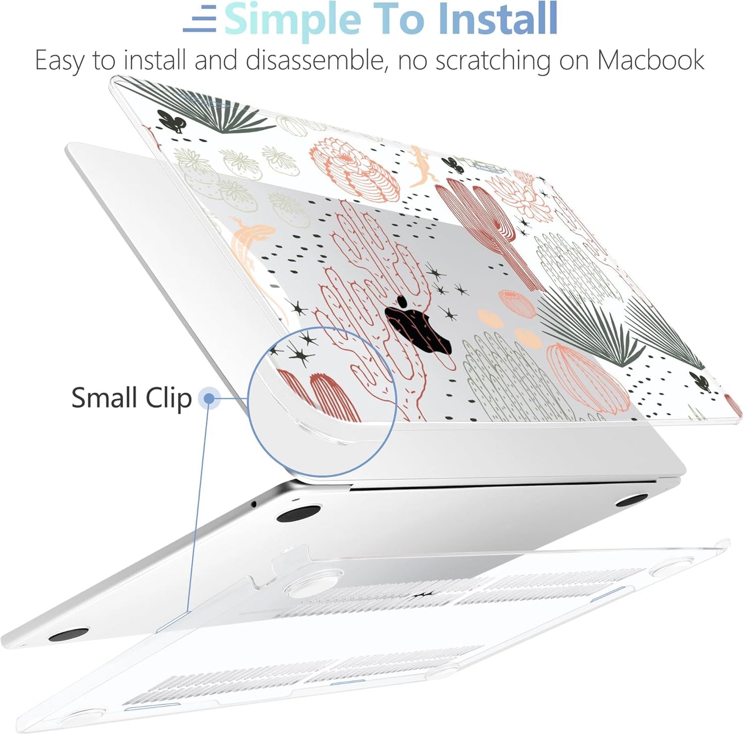 MEEgoodo for M4/M3/M2 MacBook Air 15.3 inch Case 2025 2024 2023, Case Fit Model (A3241/A3114/A2941) for MacBook Air 15 inch, Laptop Hard Shell with Keyboard Cover, Cacti