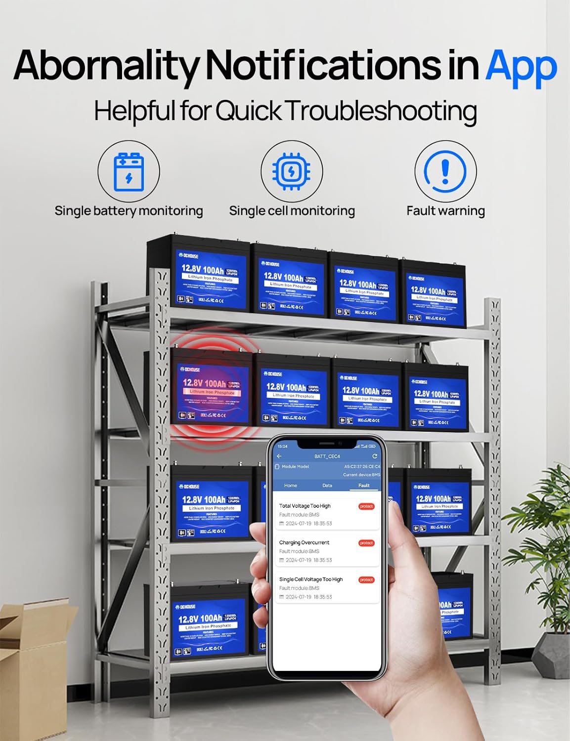 DC HOUSE 12V 100Ah LiFePO4 Lithium Battery, Bluetooth & Low Temp Cut-Off, Group 31 Lithium Battery, Up to 15000 Cycles, 100A BMS, Perfect for Trolling Motors, Marine, Boat, Solar