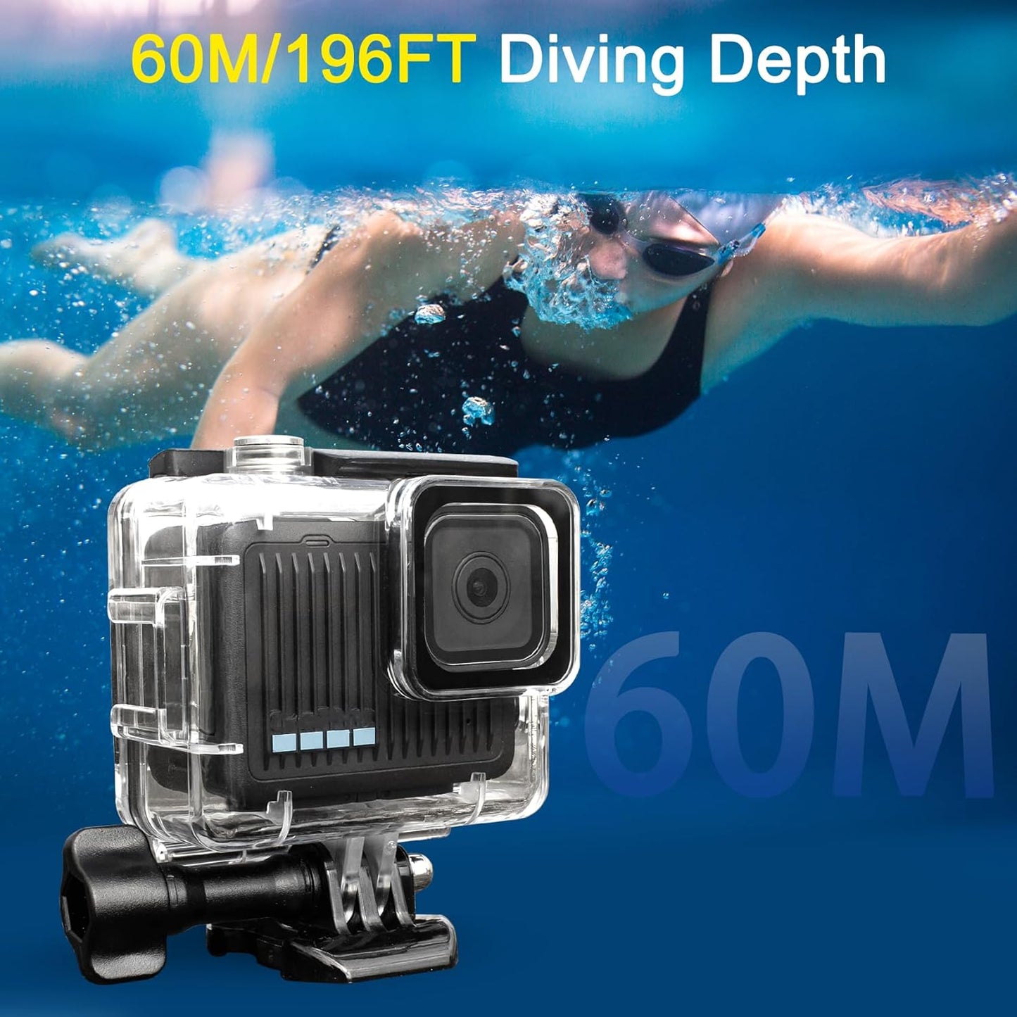 FitStill 196FT/60M Underwater Waterproof Diving Housing Compatible for Go Pro Hero 4K,Protective Dive Case Shell with Mount Hero4K 2024 Action Camera Accessories Kit