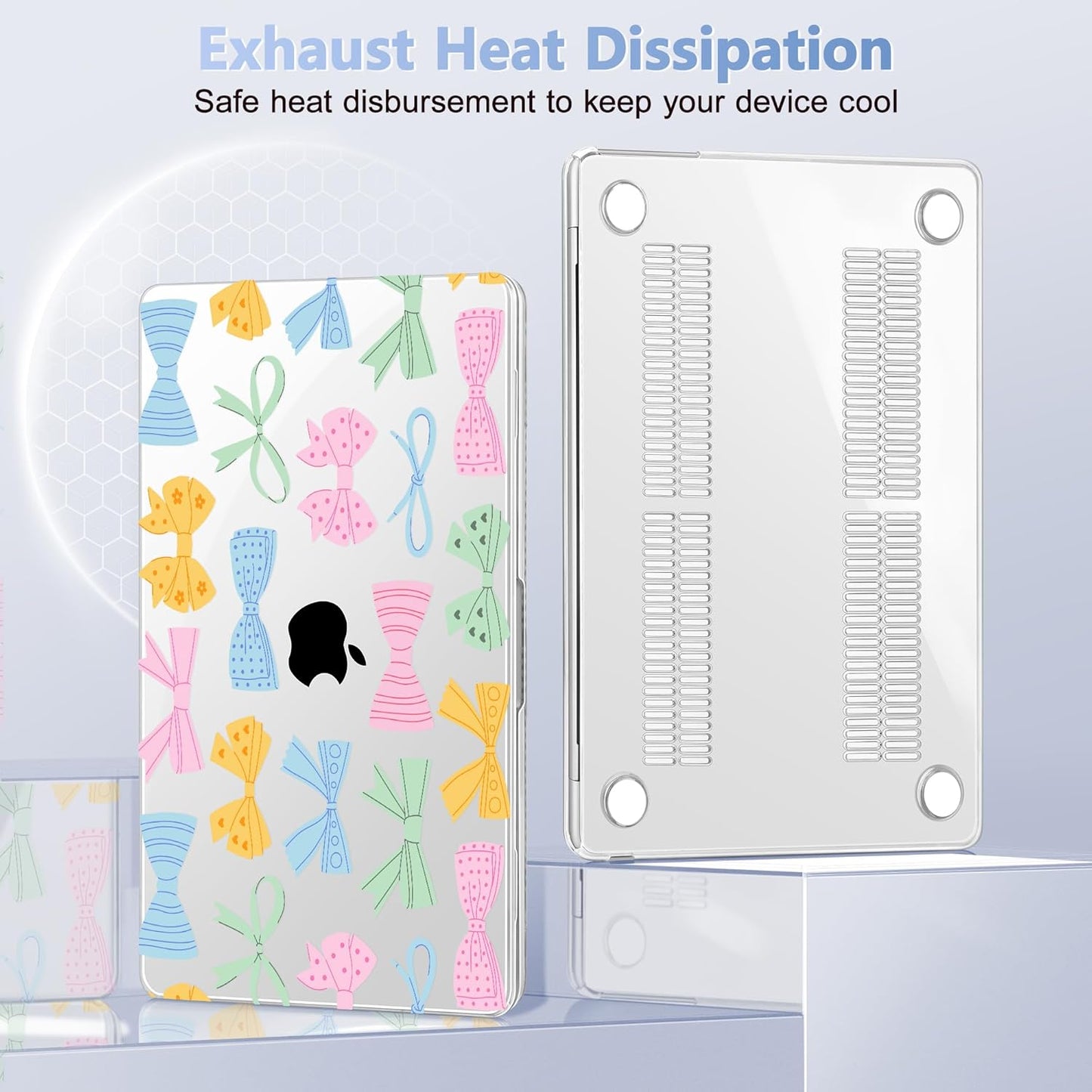 Case for MacBook Air 15 Inch 2025 2024 2023 Release M4 A3241 M3 A3114 M2 A2941, Hard Shell with Screen Protector & Keyboard Cover, Compatible with Touch ID, Colorful Bow