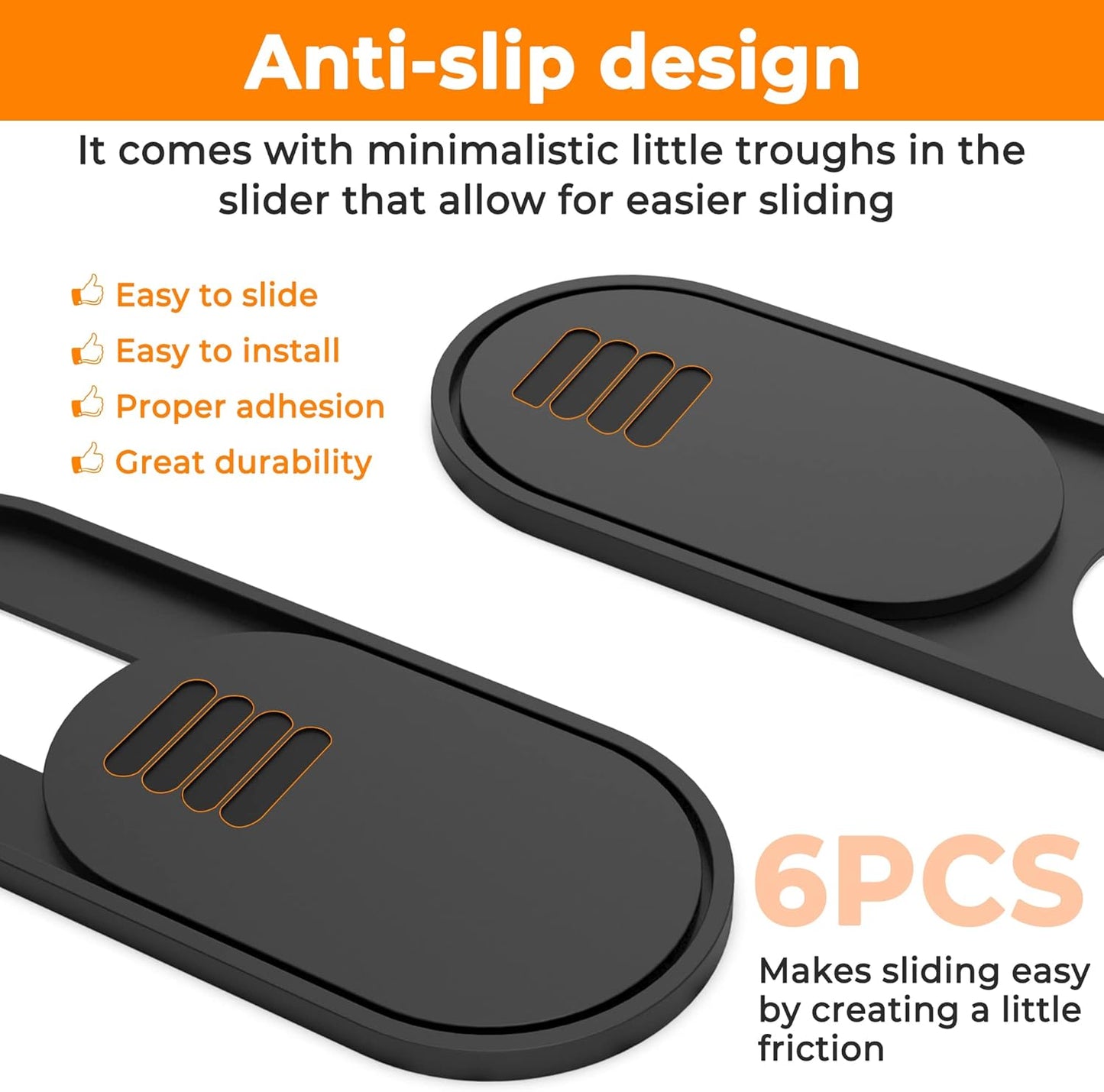 6-Pack Laptop Camera Cover Slide, Ultra Thin (0.03in) Webcam Privacy Cover for MacBook, iPhone, iPad, iMac, PC, Cell Phone & Computer Accessories (6 Pack Big)