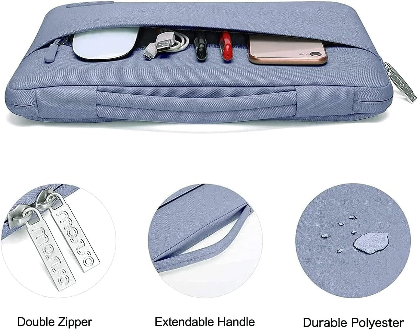 MOSISO Compatible with MacBook Air 13 inch Case 2025 2024 2023 2022 M4 A3240 M3 A3113 M2 A2681, Hard Shell&Sleeve Bag&Keyboard Skin&Webcam Cover&Screen Film for MacBook Air 13.6 inch, Lavender Gray