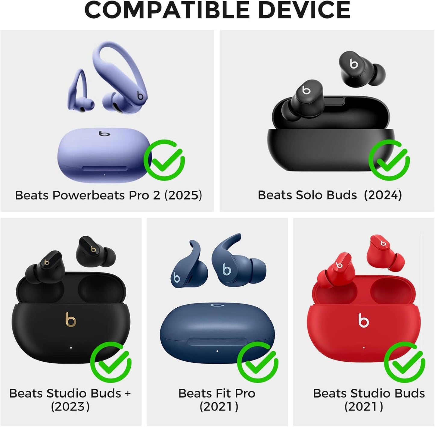 AhaStyle Ear Tips for Beats Studio Buds/Powerbeats Pro 2/Solo Buds/Fit Pro/Studio Buds+【Fit in The Charging Case】6 Pairs S/M/L Silicone Ear Covers Replacement Tips for Beats Wireless Bluetooth Earbuds