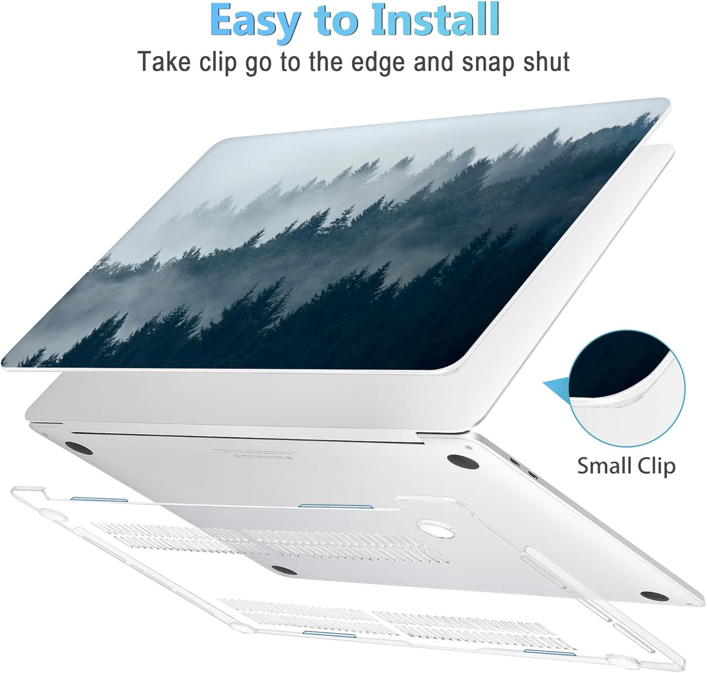 Mektron for MacBook Air 13 Case A1466/A1369 (2010-2017 Release), Snap-on Plastic Hard Shell Cover for MacBook Air 13.3 inch with Keyboard Cover, Misty Forest C132