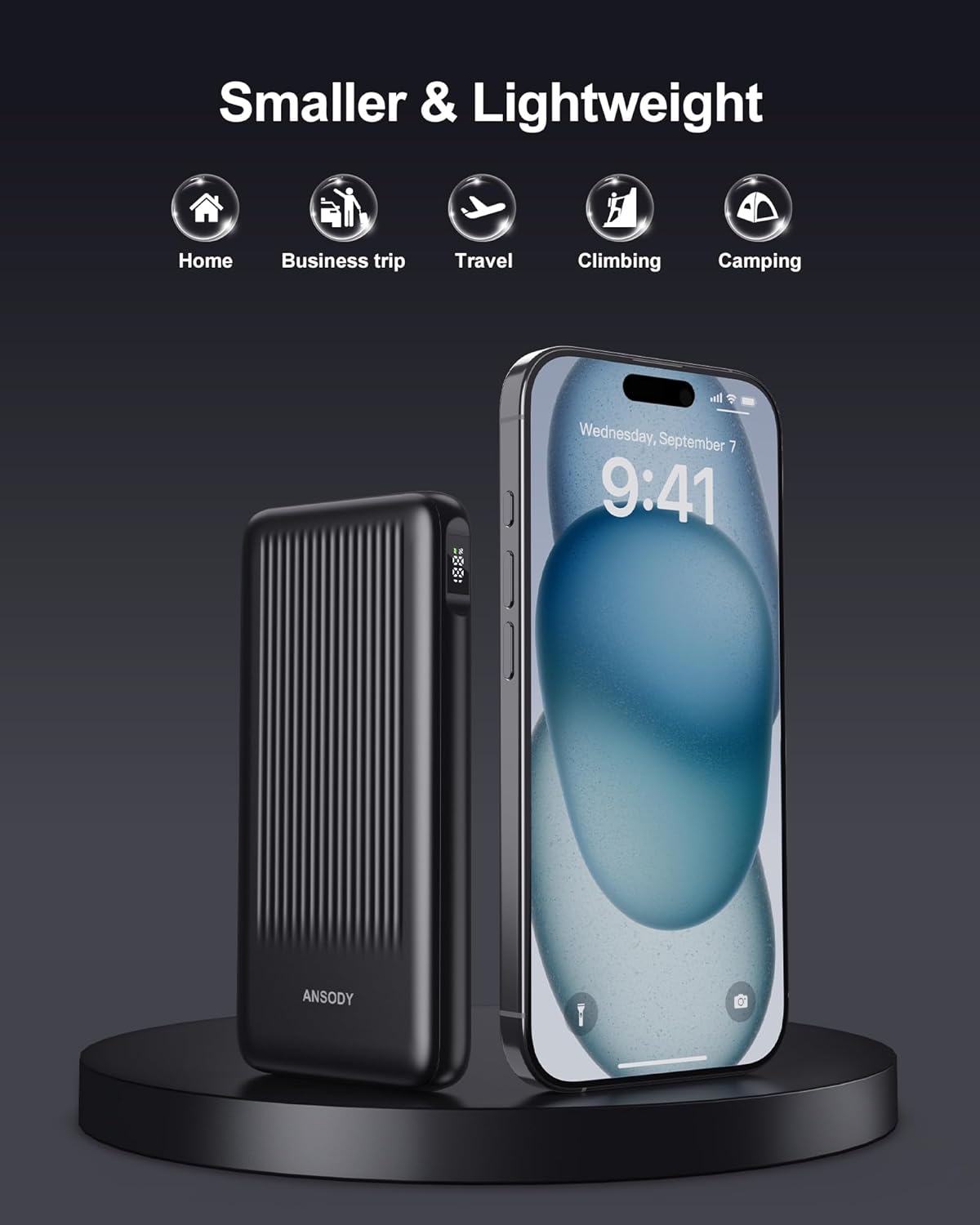 2-Pack 10000mAh Power Bank Fast Charging, 22.5W Compact USB C Portable Charger with 2 Outputs & 2 Inputs, LED Display Battery Pack Compatible with iPhone Samsung iPad Tablets, Purple & Beige