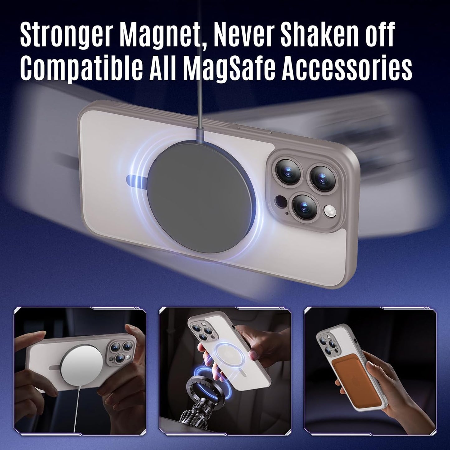 Designed for iPhone 12 Pro Case, Compatible with MagSafe, with Privacy Screen Protectors X2, [Camera Protection] [15FT Military Drop Protection] Shockproof Phone Case, 6.1", Natural Titanium