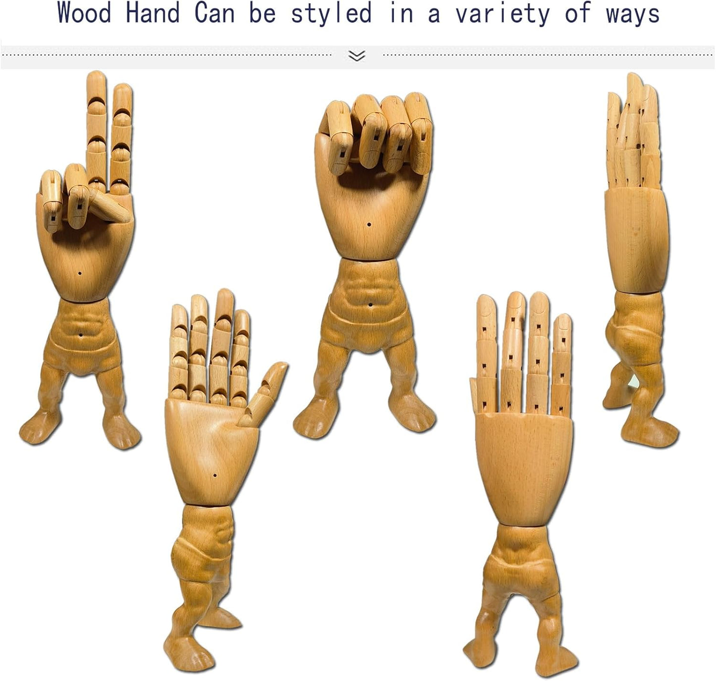 Hand Model,Wood Hand for Nails,Drawing Wooden Hand,Wooden Mannequin,Wood Hand,Hand Model for Drawing,Male_R with Lower Body