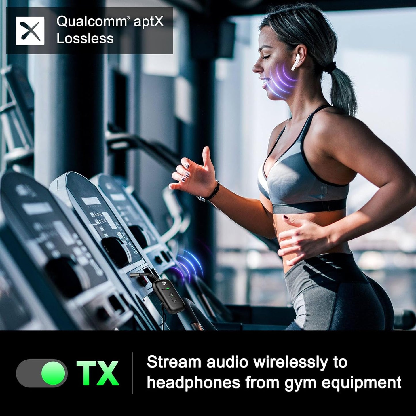 Airplane Bluetooth 5.4 Transmitter Adapter,Supports 2 AirPods/Headphones 2-in-1 Bluetooth Transmitter Receiver with aptX Low Latency,Wireless Adapter for Flight,TV,Gym,Tablets Car Stereo (Black)