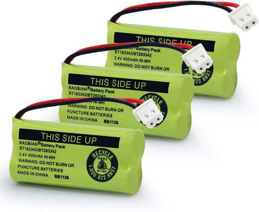 BT183342/BT283342 2.4V 400mAh Ni-MH BT166342/BT266342 BT162342/BT262342 Cordless Phone Pack CS6709 CS6609 CS6509 CS6409 EL52100 EL50003 (3 Pack)