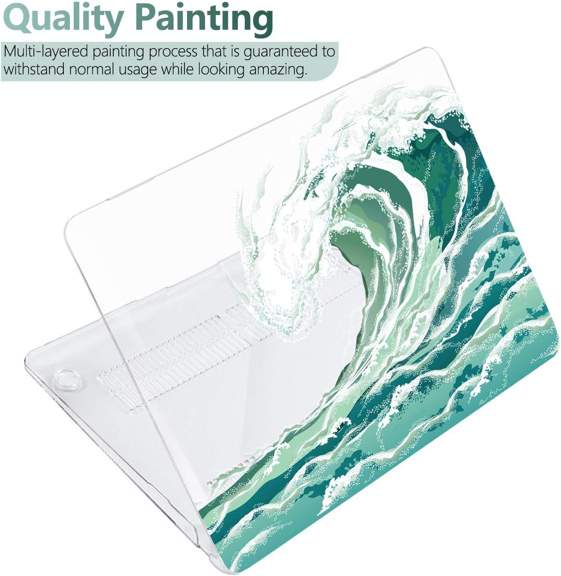 Batianda Case for MacBook Air 13 Inch M1 2020 2019 2018 Release Model A2337 A2179 A1932 with Retina & Touch ID,Pattern Clear Hard Case Shell Cover with Keyboard Cover & Screen Protector,Wave