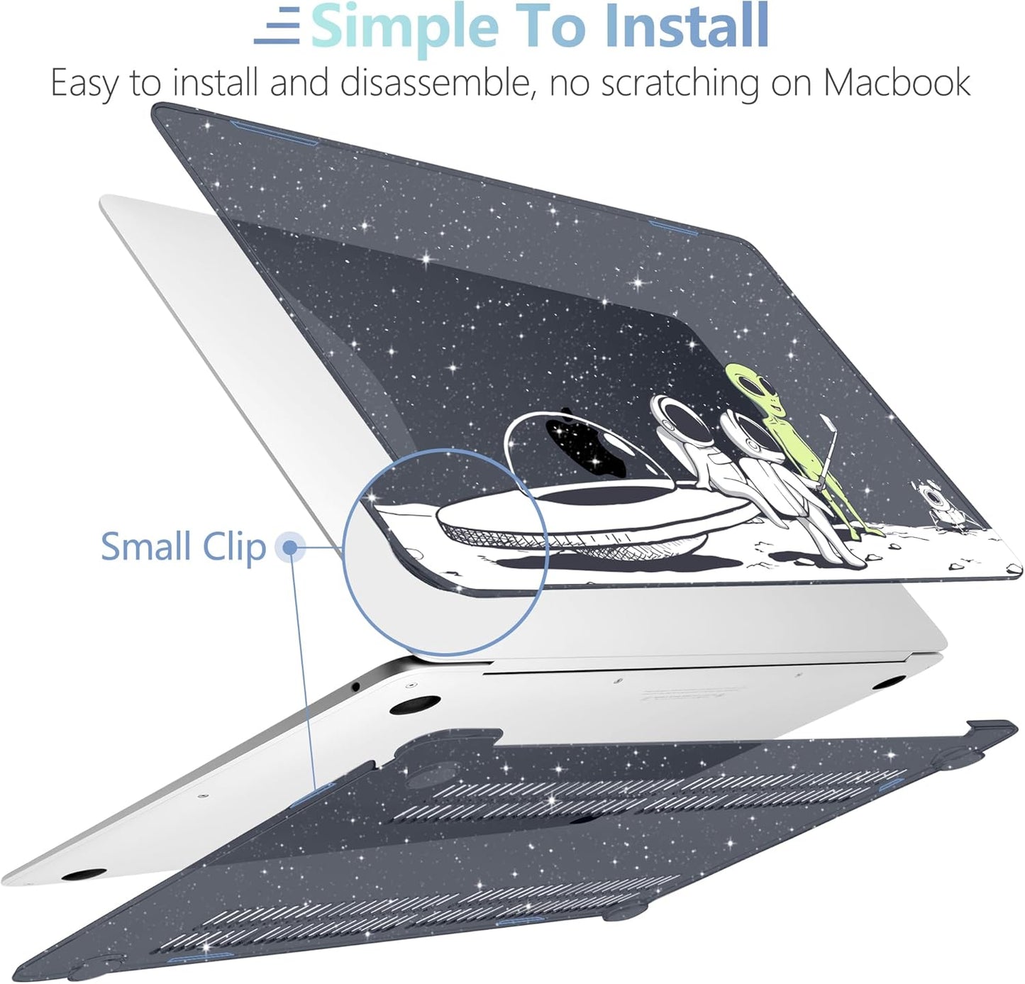 MEEgoodo for MacBook Air 13 inch Case 2021 2020 2019 2018 Released A2337 M1 A2179 A1932 with Touch ID, Plastic Hard Shell & Keyboard Cover Compatible with MacBook Air Case 13.3, Astronauts & Alien