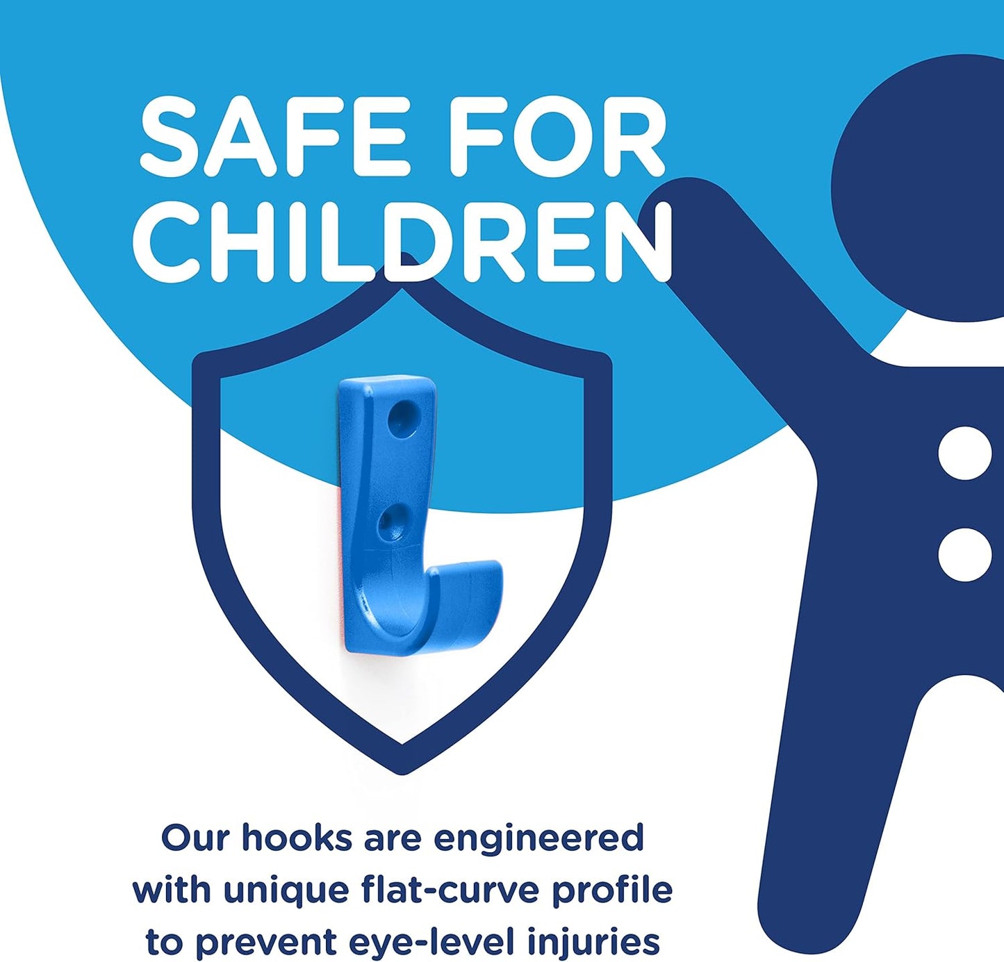 Heavy Duty Hooks for Hanging Coats, Jackets, Backpacks, Baseball Hats - Wall Mounted Rainbow Color Hangers for Kids, Perfect Hook for Classrooms, Bathroom Robes and Towels | J Hook 7-Pack