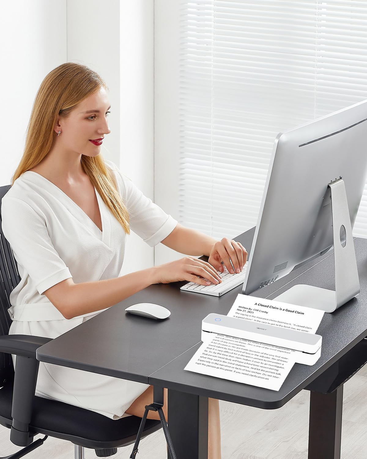 iDPRT Portable Thermal Printer, MT610 Pro Wireless for Travel, 300DPI Bluetooth Inkless Printer Support 8.5" X 11" US Letter& A4&A5 Thermal Paper for Home, Compatible with iOS, Android, Laptop, White