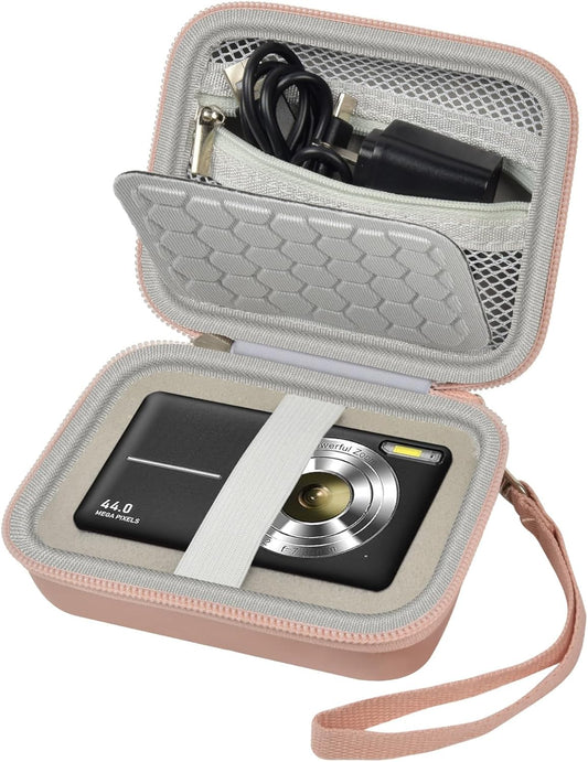 Carrying & Protective Case for Digital Camera, AbergBest 21 Mega Pixels 2.7" LCD Rechargeable HD/Kodak Pixpro/Canon PowerShot ELPH 180/190 / Sony DSCW800 / DSCW830 Cameras for Travel - Rose Gold