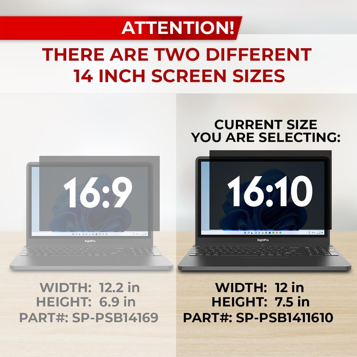 14 Inch 16:10 Laptop Privacy Screen Filter - Computer Monitor Privacy Shield and Anti-Glare Protector