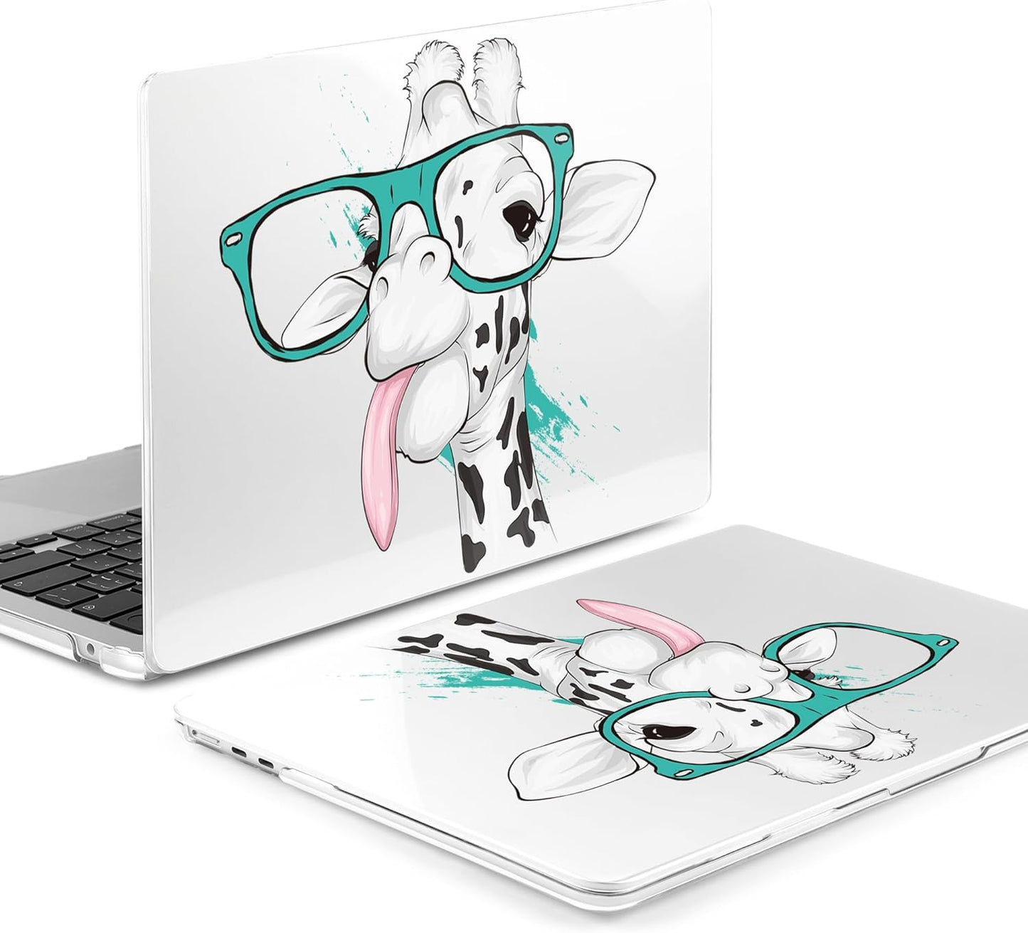 MEEgoodo for M4/M3/M2 MacBook Air 15.3 inch Case 2025 2024 2023, Case Fit Model (A3241/A3114/A2941) for MacBook Air 15 inch, Laptop Hard Shell with Keyboard Cover, Funny Giraffe