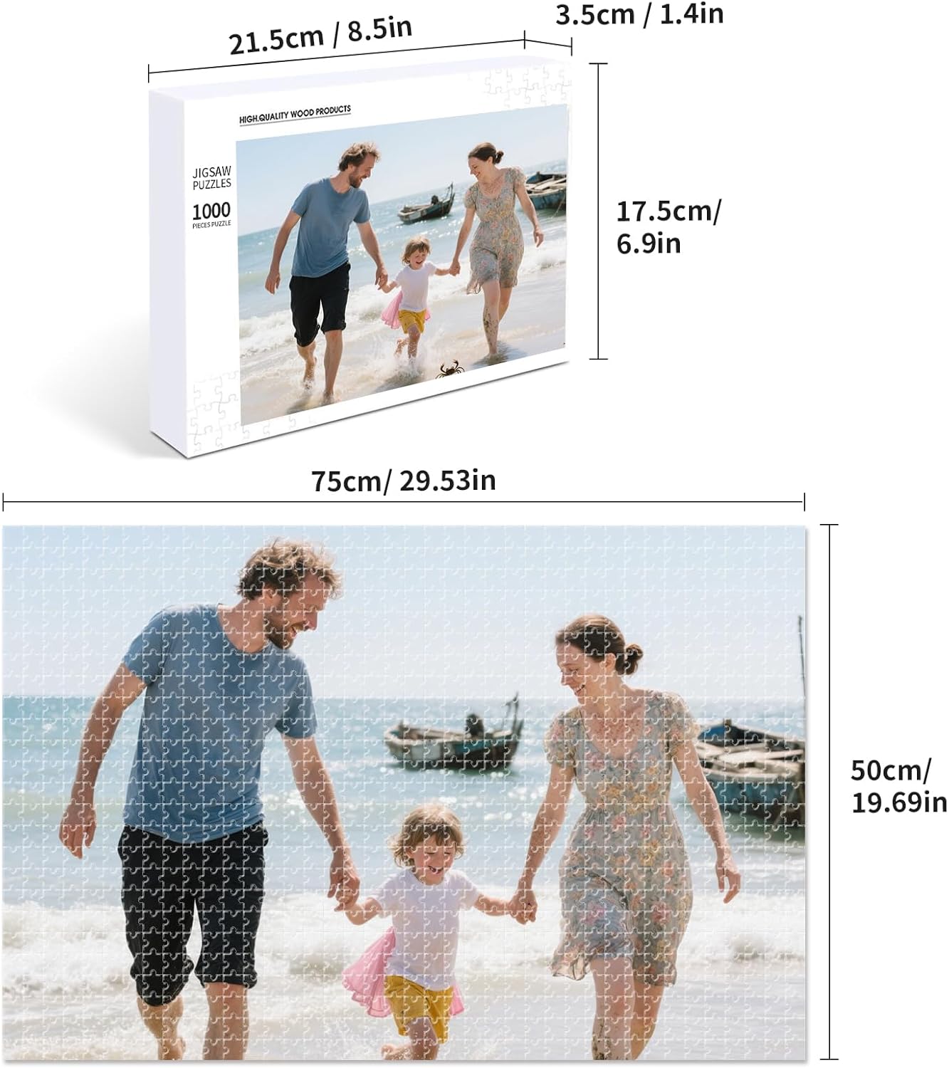 Custom Photo Puzzle – Personalized 1000 Piece Jigsaw Puzzle from Your Photo – Custom Puzzle Gift for Family, Pets, Wedding, Anniversary, Adults, and Couples(1000-horizontal)