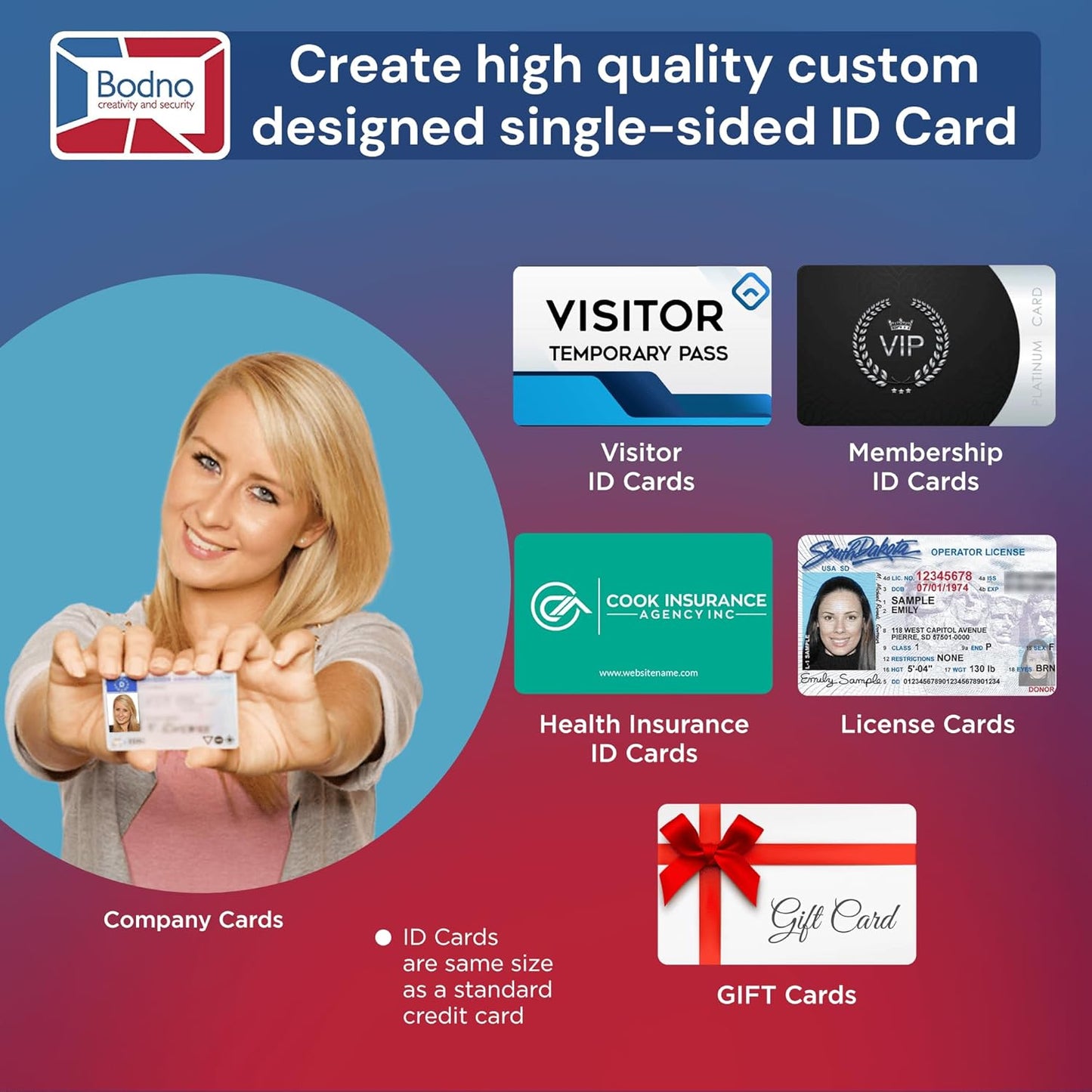 Bodno Magicard Pronto 100 ID Card Printer & Complete Supplies Package ID Software - Bronze Edition