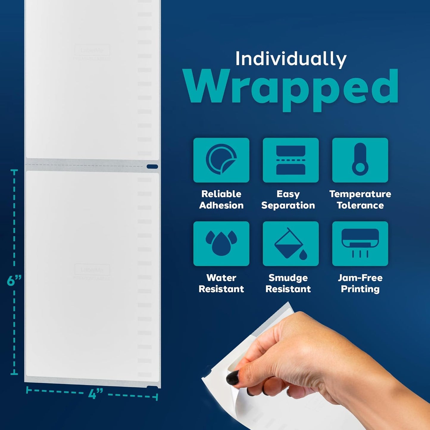 4x6 Thermal Labels Roll - Compatible with Dymo 4XL or Rollo 4x6, Perforated Strong Adhesive, Replaces Dymo 1744907, 250 Per Roll
