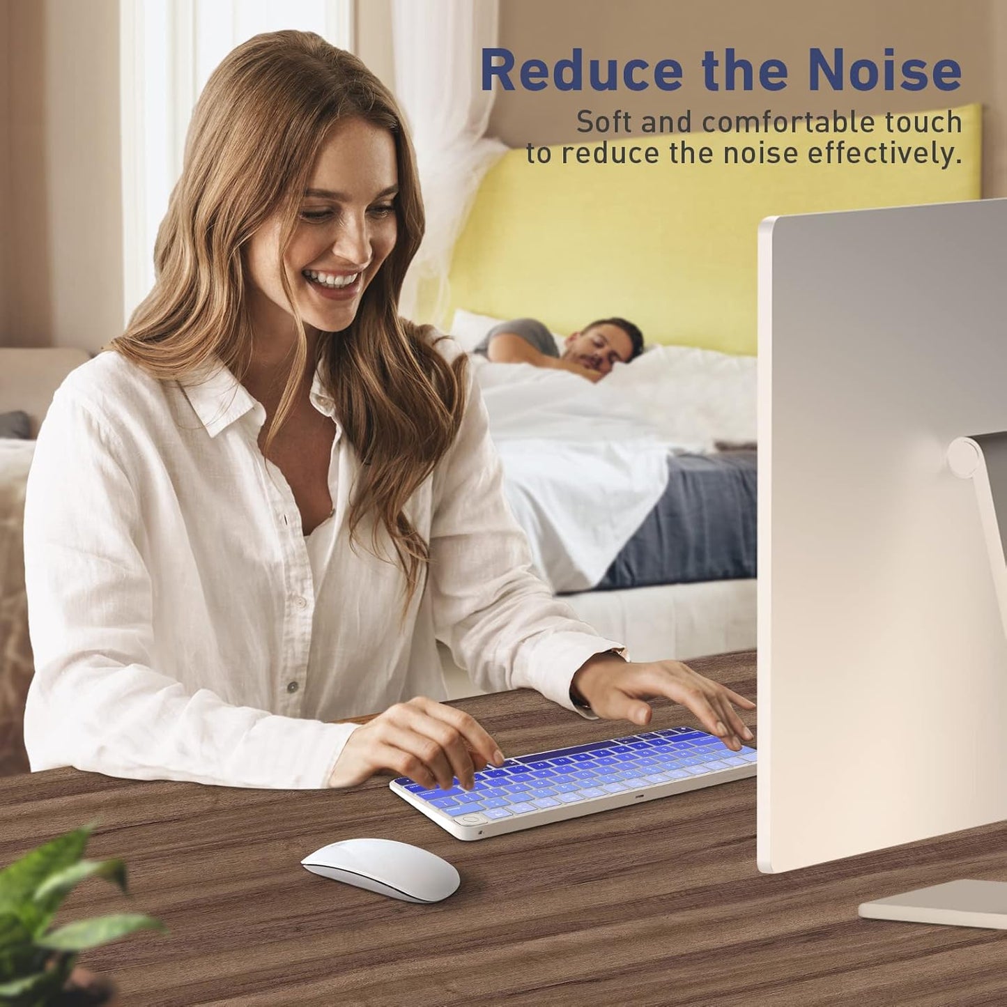 Allinside Silicone Keyboard Cover for iMac Magic Keyboard A2449/A2450, Protective Skin for iMac 24" Wireless Keyboard Released in 2021, US Layout, Ombre Blue