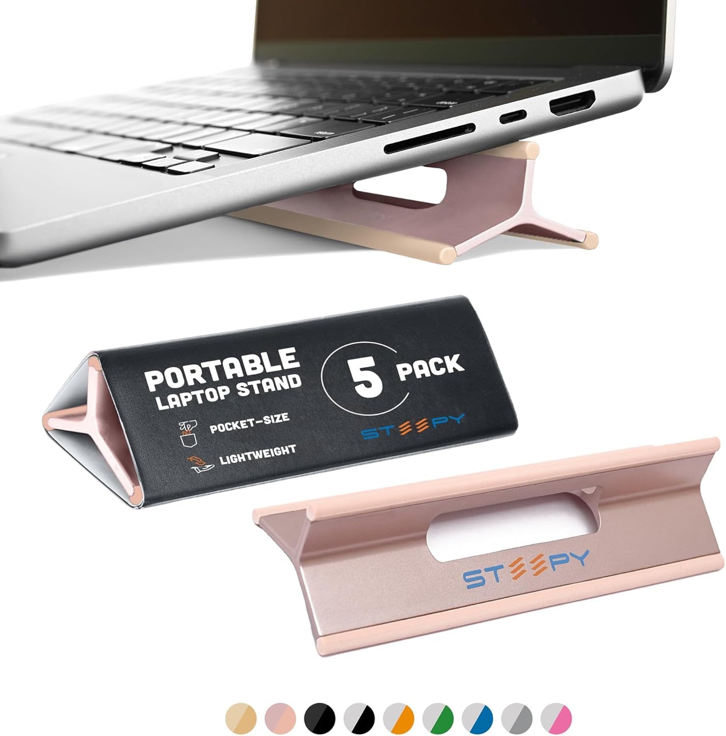 Steepy Adjustable Laptop Riser - 3 Height Computer Stand - Portable & Adjustable Laptop Stand for Desk