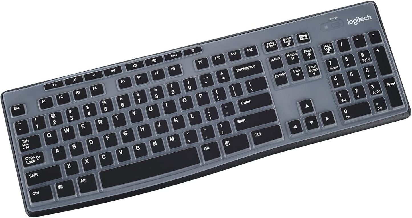 Keyboard Cover for Logitech MK295 MK270 MK200 K270 Wireless Keyboard, Logitech MK370 MK270 MK200 K270 Keyboard Skin Protector - Black
