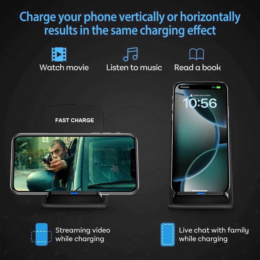 20W Fast Wireless Charger,Wireless Charging Stand Compatible with iPhone 16 Pro,15 Pro,15,14,13,12,11 Series/X/XS,Phone Charger for Galaxy S25/S24/S23/S22/Note 20,Pixel 8/7 Pro/LG G8 etc
