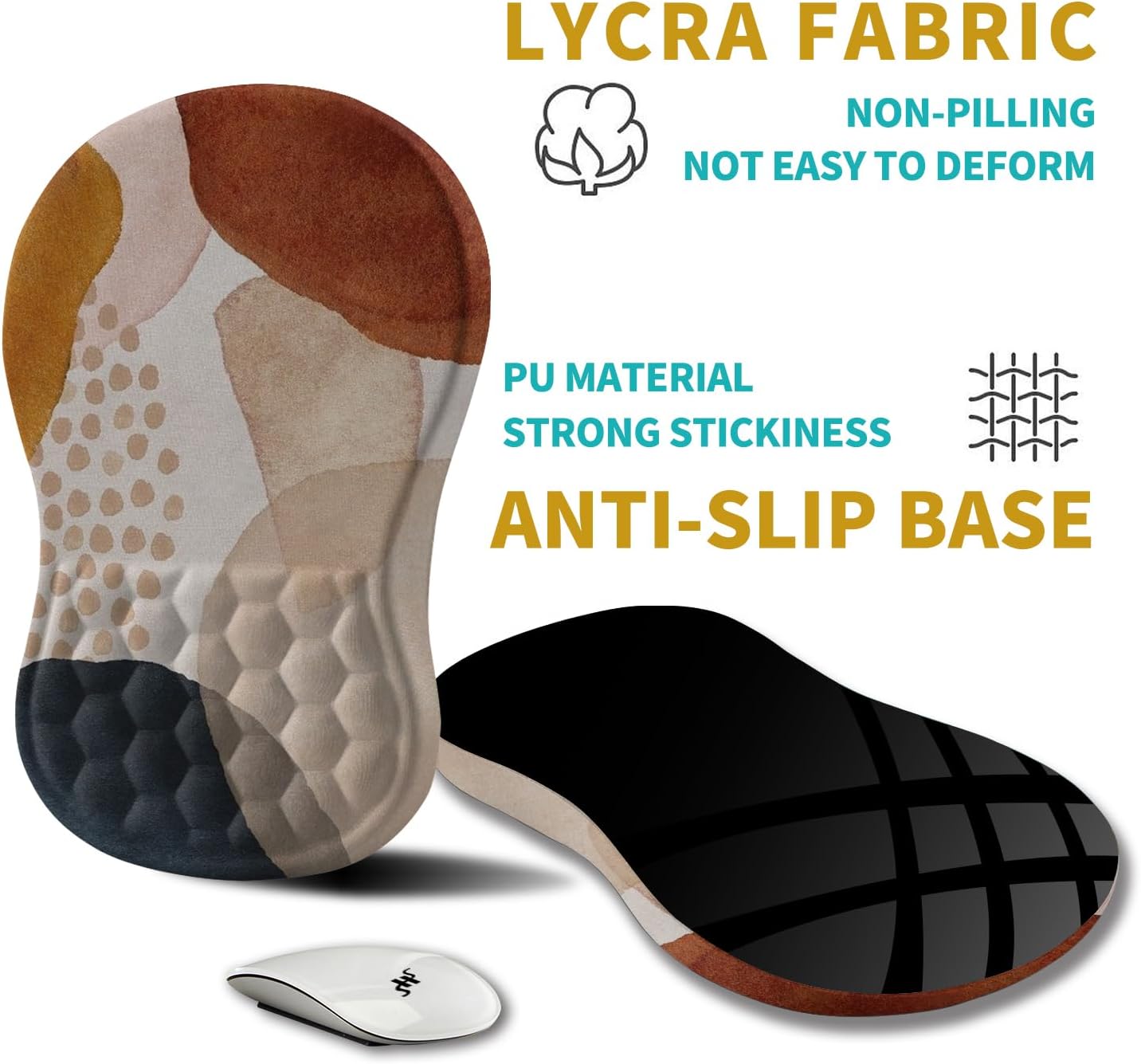 Hokafenle Ergonomic Mouse Pad Wrist Support, Wrist Rest Mousepad for Carpal Tunnel Pain Relief with Integrated Memory Foam Slope Massage Bulge (11.8x7.9 inch,Abstract Marble