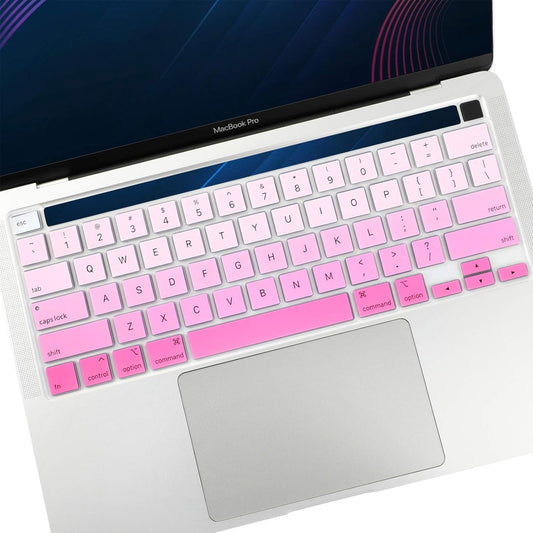 Allinside Keyboard Cover Skin for 2020 MacBook Pro 13 inch A2338 M1 A2251 A2289 and 2019 MacBook Pro 16 inch A2141 with Touch Bar & Touch ID, Ombre Pink