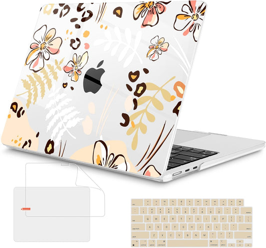Mektron Compatible with M4 MacBook Air 15 inch Case 2025 A3241 2024 2023 M3 A3114 A2941 M2 Liquid Retina Display Touch ID, Plastic Hard Case & Keyboard Skin & Screen Protector - Abstract Floral C347