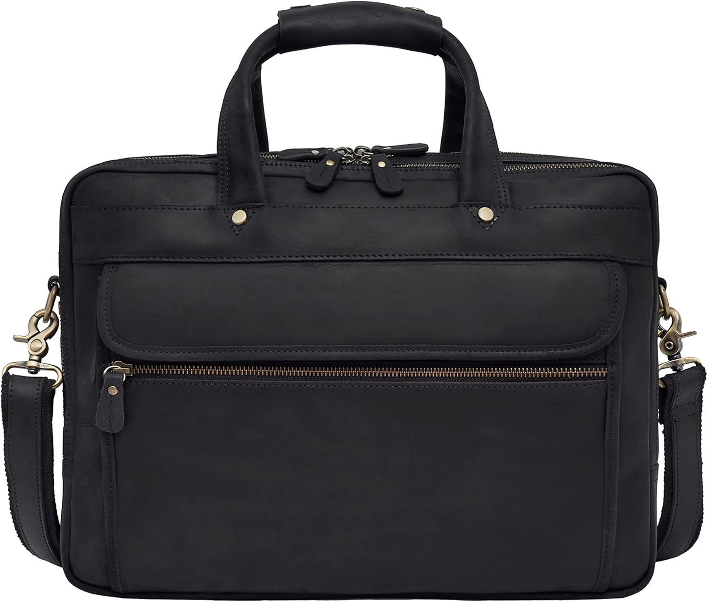 Luxorro Professional Leather Briefcase for Men with YKK Zippers – TSA-Friendly, Fits 17" Laptop, Handcrafted Full-Grain Leather, Ideal Executive Gift (Black)
