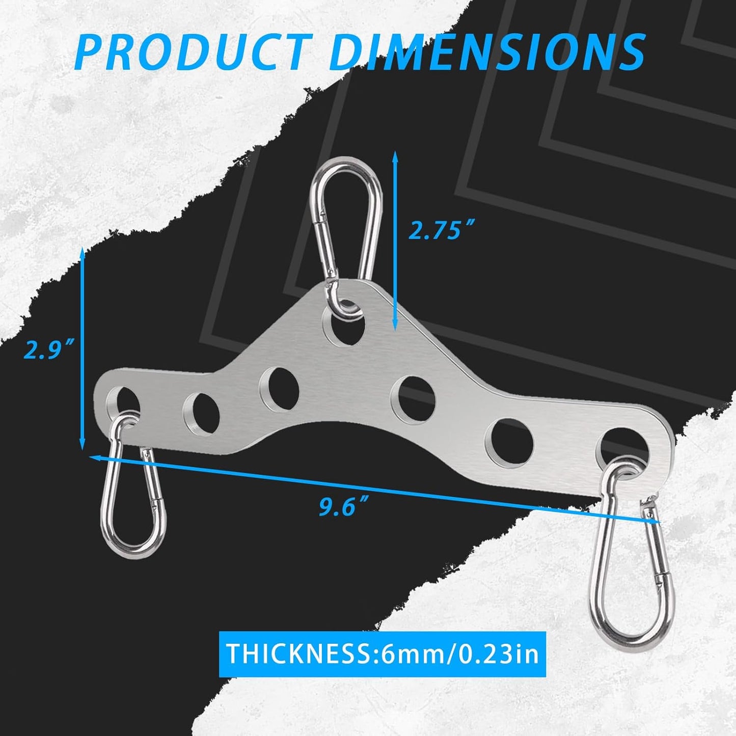 Double to Single Adaptor Plate for Cable Pulley Machines Durable Solid Stainless Steel with 3 Carabiners Suitable for Dual Cable Machines LAT Pulldown, Shoulder & Biceps Exercises
