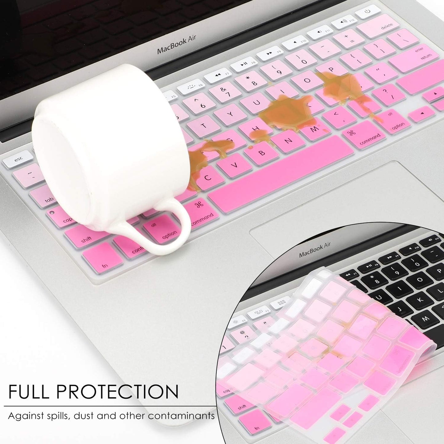 Allinside Pink Ombre Keyboard Cover Skin for MacBook Pro 13" 15" 17" (2015 or Older Version), MacBook Air 13" A1369/A1466, Older iMac Wireless Keyboard MC184LL/B