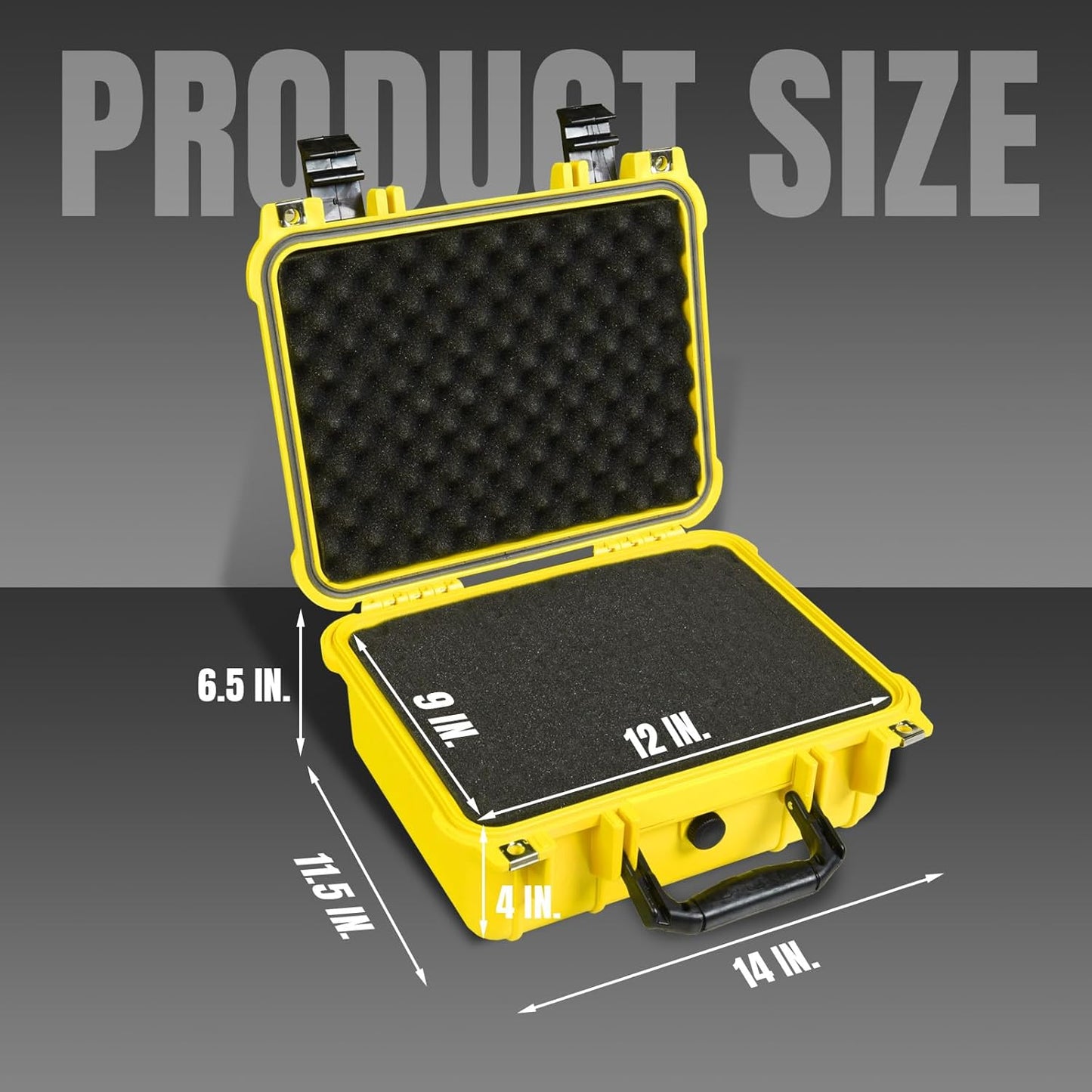 14x 11.5x 6.5 Inch Hard Case, Portable Weather Waterproof Protective Camera Case with Customizable Foam, Fit Use of Drones, Camera, Equipments, Yellow