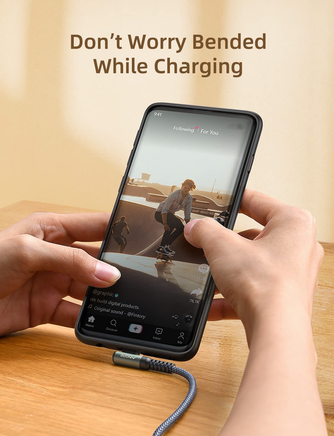 AINOPE USB to USB C Cable [5-Pack, 3.3ft] 3.1A Type C Charger Fast Charging, Right Angle USB to C Cable for Galaxy A15 A25 A35 A55 A54, S10+ S10 S9, Note 20 10 9, LG V30, Moto G, iPhone 16 15 Cord