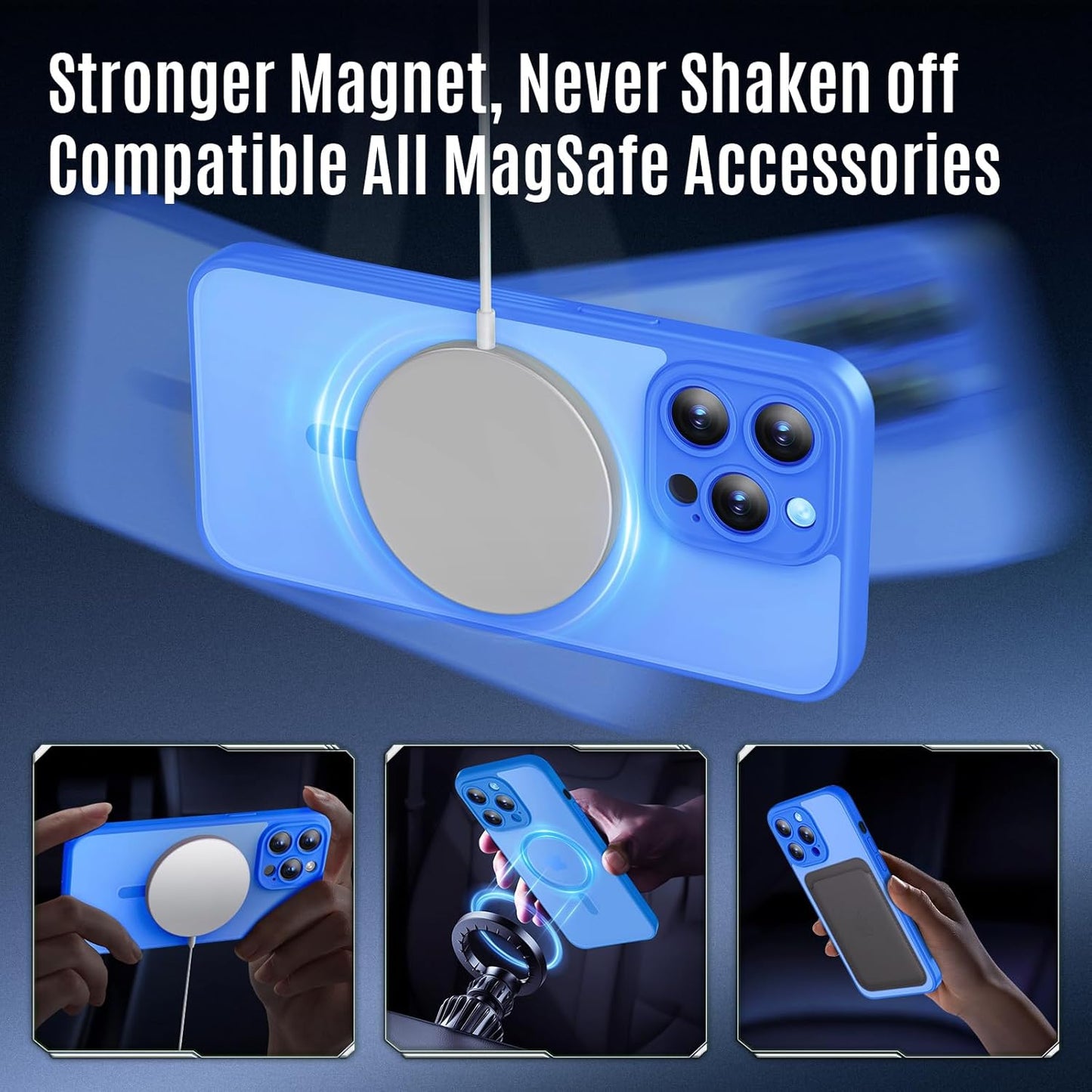 Designed for iPhone 12 Pro Max Case, Compatible with MagSafe, with Privacy Screen Protectors X2, [Camera Protection] [15FT Military Drop Protection] Shockproof Phone Case, 6.7", Blue