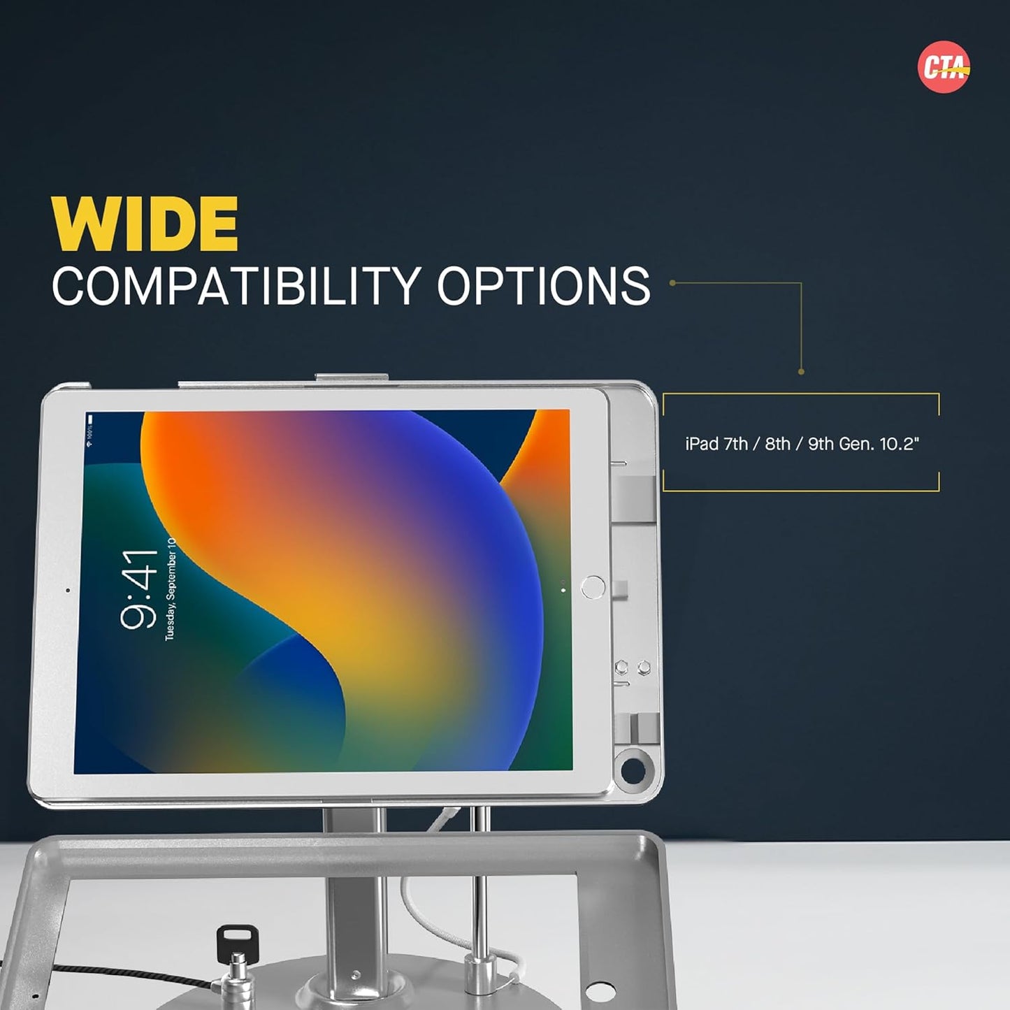 Dual Kiosk Stand – CTA Dual Security Kiosk Stand with Locking Case and Cable for iPad 7th,/ 8th/ 9th Gen 10.2” (PAD-ASK10)