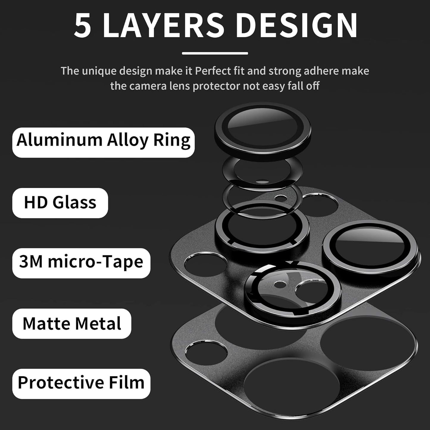 Camera Lens Protector for iPhone 14 Pro / iPhone 14 Pro Max, Alloy Metal Camera Cover with Tempered Glass Screen Protector Accessories,Case Friendly,Scratch Resistant,Easy to Install - Space