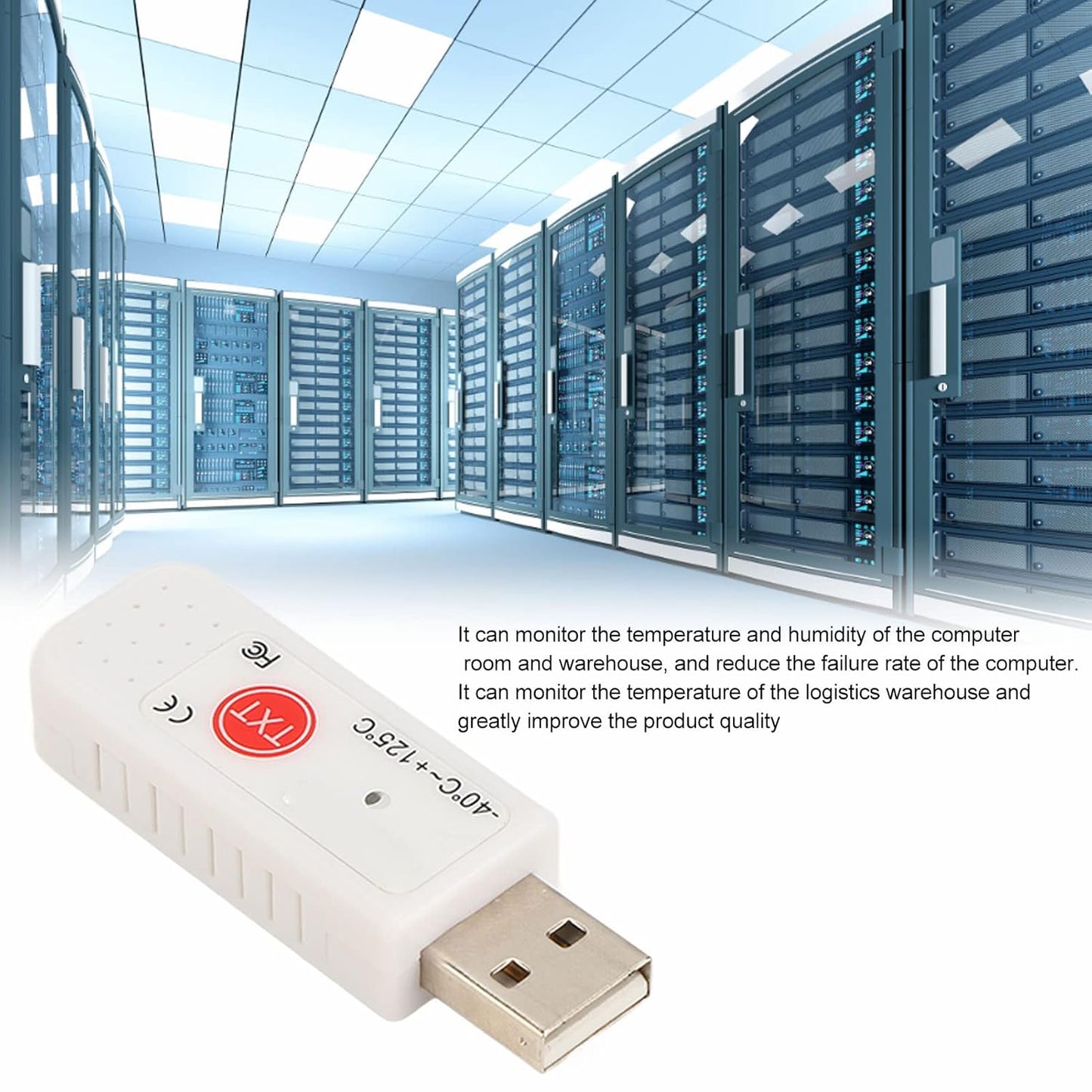 GOWENIC TEMPer2 USB Computer Thermometer Inside Outside,Dual Temperature Sensor Logger, Ambient Temperature Monitoring Data Recorder,Upper Lower Limit Temperature Alarm,for