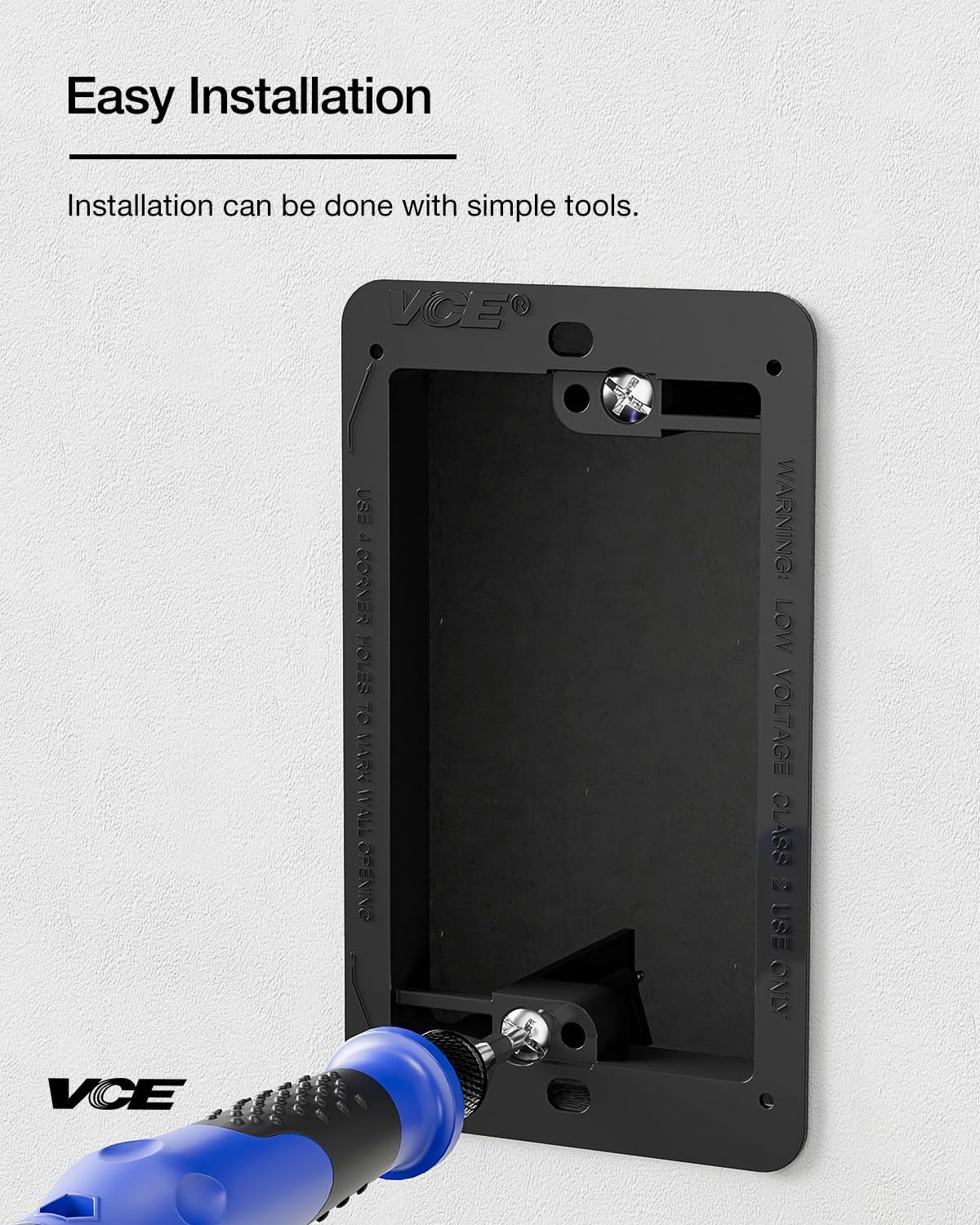 VCE Low Voltage Mounting Bracket (1 Gang, 5 Pack) for Single Gang Wall Plate, Telephone Wires, Network Cables, HDMI, Coaxial, Speaker Cables, Black